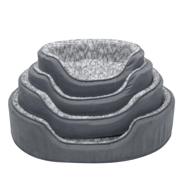 Oval Dog Bed - Two-Tone Faux Fur & Suede - Image 5