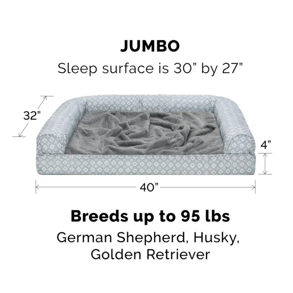 Sofa Pet Bed - Plush Faux Fur & Diamond Print Nest-Top Sofa Bed - Image 9