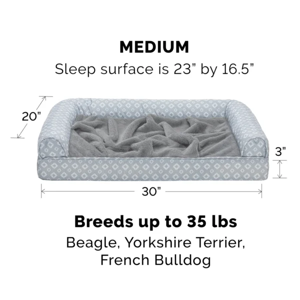 Sofa Pet Bed - Plush Faux Fur & Diamond Print Nest-Top Sofa Bed - Image 5