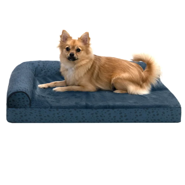 Deluxe Chaise Lounge Dog Bed - Plush Faux Fur & Almond Print - Image 24