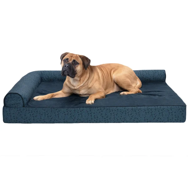Deluxe Chaise Lounge Dog Bed - Plush Faux Fur & Almond Print - Image 31