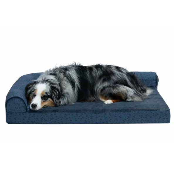 Deluxe Chaise Lounge Dog Bed - Plush Faux Fur & Almond Print - Image 35