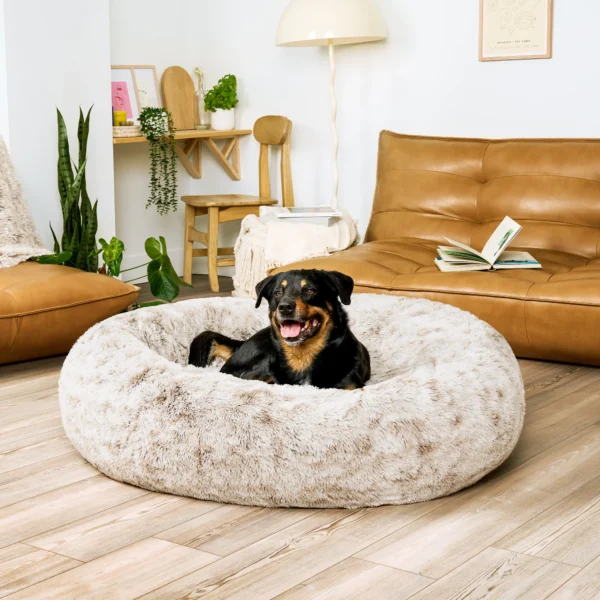 Calming Cuddler Long Fur Donut Dog Bed - Image 7
