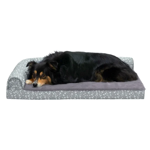 Deluxe Chaise Lounge Dog Bed - Plush Faux Fur & Almond Print - Image 19