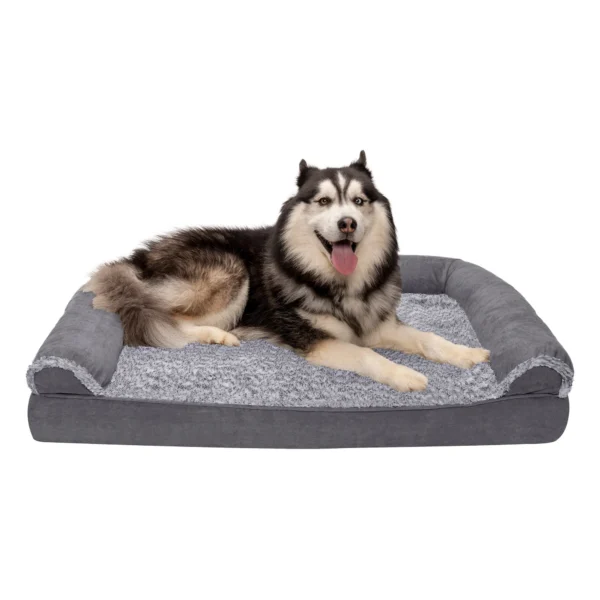 Sofa Dog Bed - Two-Tone Faux Fur & Suede - Image 23