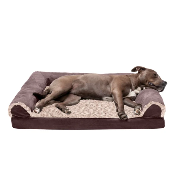 Sofa Dog Bed - Two-Tone Faux Fur & Suede - Image 18