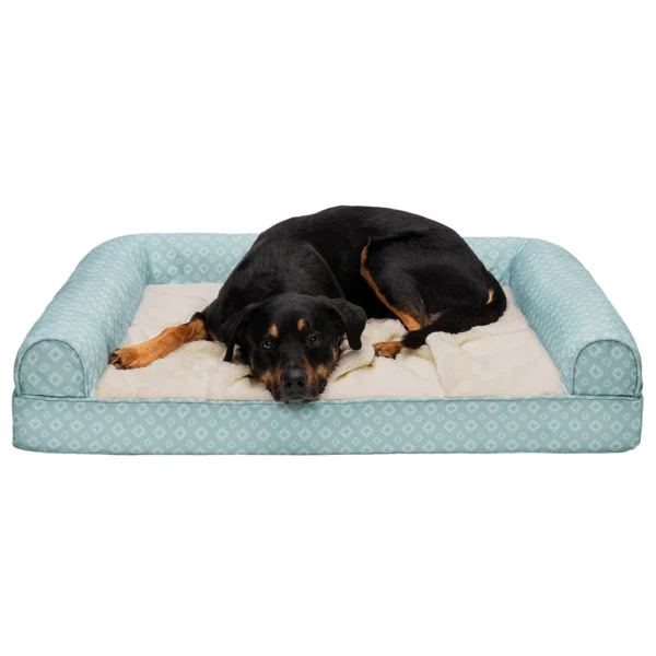 Sofa Pet Bed - Plush Faux Fur & Diamond Print Nest-Top Sofa Bed - Image 23