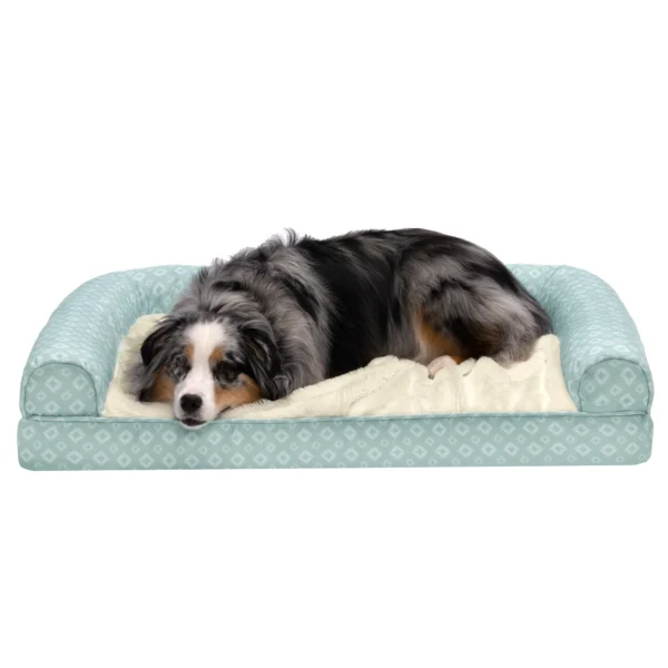Sofa Pet Bed - Plush Faux Fur & Diamond Print Nest-Top Sofa Bed - Image 34