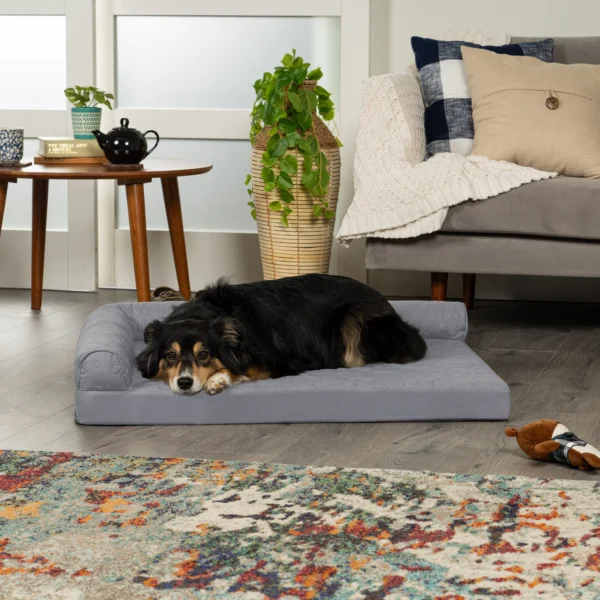 Deluxe Chaise Lounge Dog Bed - Pinsonic Paw Quilted Pet Bed - Image 11
