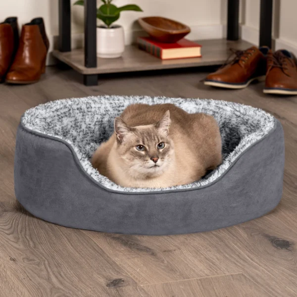 Oval Dog Bed - Two-Tone Faux Fur & Suede - Image 17