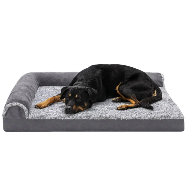 Deluxe Chaise Lounge Dog Bed - Two-Tone Faux Fur & Suede - Image 10