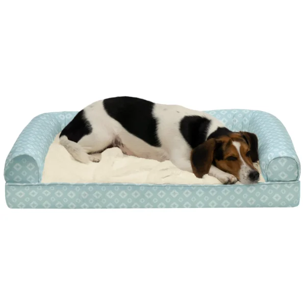 Sofa Pet Bed - Plush Faux Fur & Diamond Print Nest-Top Sofa Bed - Image 31