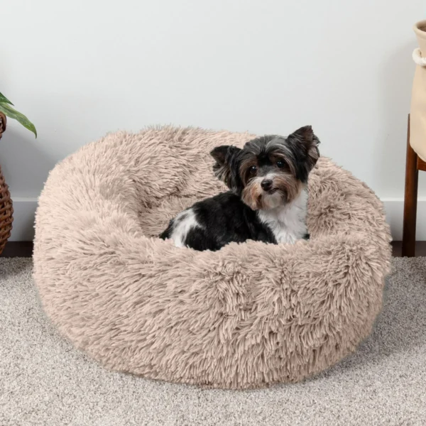 Calming Cuddler Long Fur Donut Dog Bed - Image 38