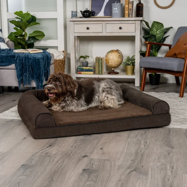 Sofa Dog Bed - Faux Fleece & Chenille - Image 5