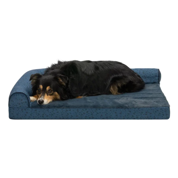 Deluxe Chaise Lounge Dog Bed - Plush Faux Fur & Almond Print - Image 18
