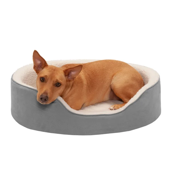 Oval Dog Bed - Faux Sheepskin & Suede - Image 15