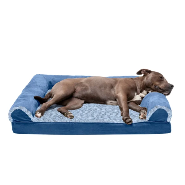 Sofa Dog Bed - Two-Tone Faux Fur & Suede - Image 26