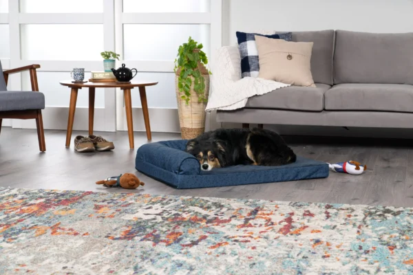 Deluxe Chaise Lounge Dog Bed - Plush Faux Fur & Almond Print - Image 13