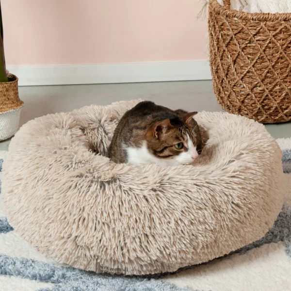 Calming Cuddler Long Fur Donut Dog Bed - Image 3