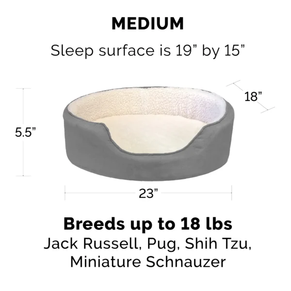 Oval Dog Bed - Faux Sheepskin & Suede - Image 9