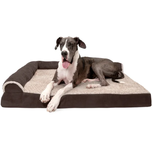 Deluxe Chaise Lounge Dog Bed - Two-Tone Faux Fur & Suede - Image 18