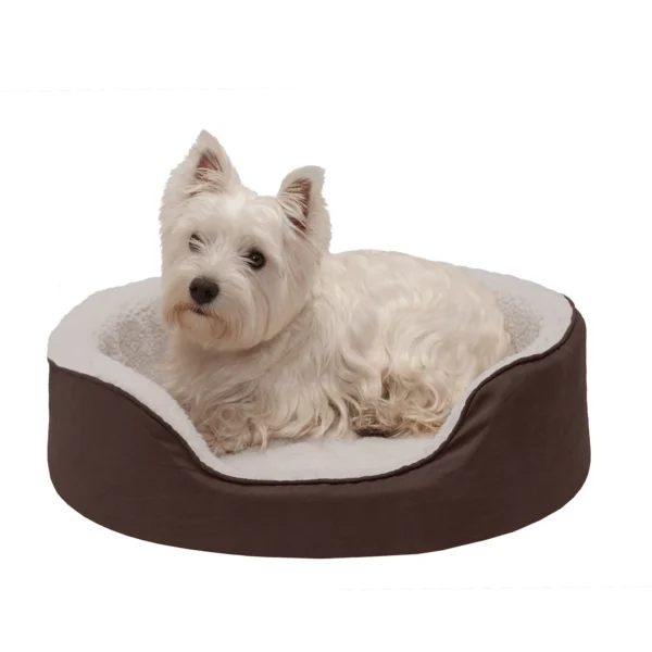 Oval Dog Bed - Faux Sheepskin & Suede - Image 16