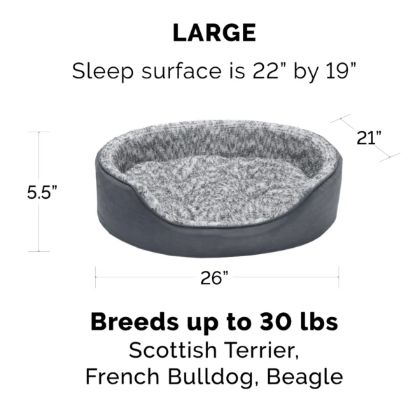 Oval Dog Bed - Two-Tone Faux Fur & Suede - Image 14