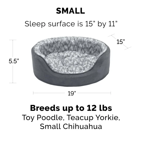 Oval Dog Bed - Two-Tone Faux Fur & Suede - Image 10