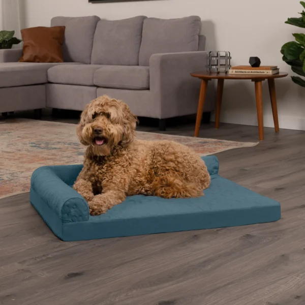 Deluxe Chaise Lounge Dog Bed - Pinsonic Paw Quilted Pet Bed - Image 3