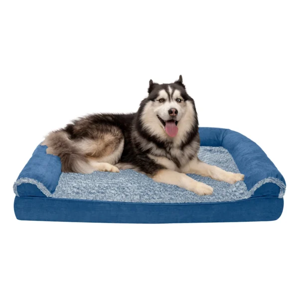Sofa Dog Bed - Two-Tone Faux Fur & Suede - Image 20
