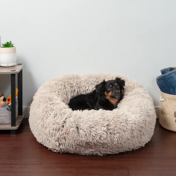 Calming Cuddler Long Fur Donut Dog Bed - Image 40