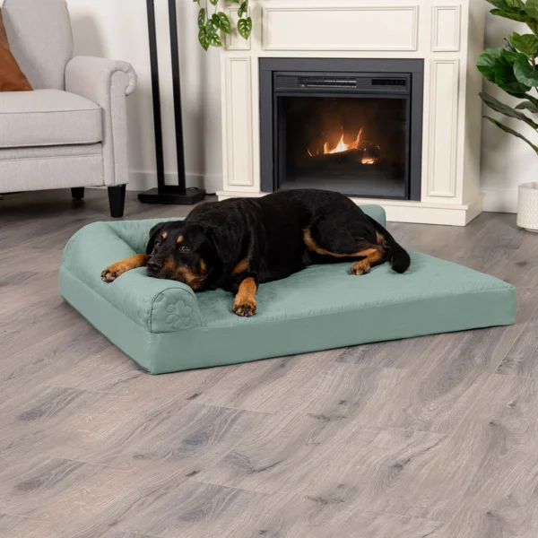 Deluxe Chaise Lounge Dog Bed - Pinsonic Paw Quilted Pet Bed - Image 4