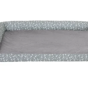 Deluxe Chaise Lounge Dog Bed - Plush Faux Fur & Almond Print