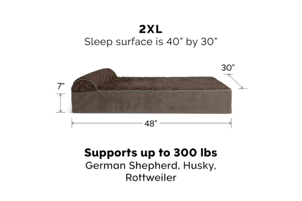 Goliath Chaise Lounge Dog Bed - Quilted Faux Fur & Velvet - Image 5