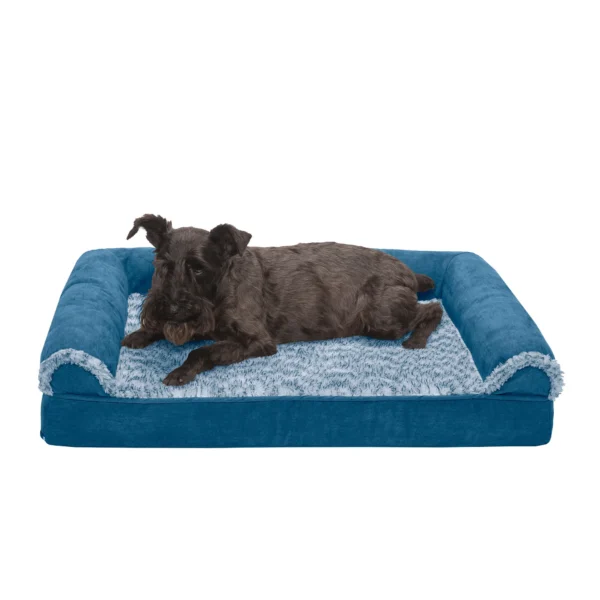 Sofa Dog Bed - Two-Tone Faux Fur & Suede - Image 9