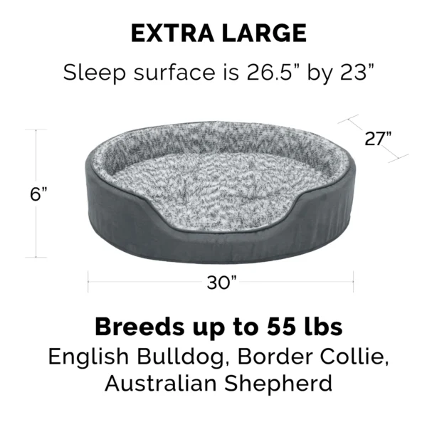 Oval Dog Bed - Two-Tone Faux Fur & Suede - Image 16