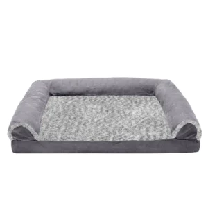 Sofa Dog Bed - Two-Tone Faux Fur & Suede