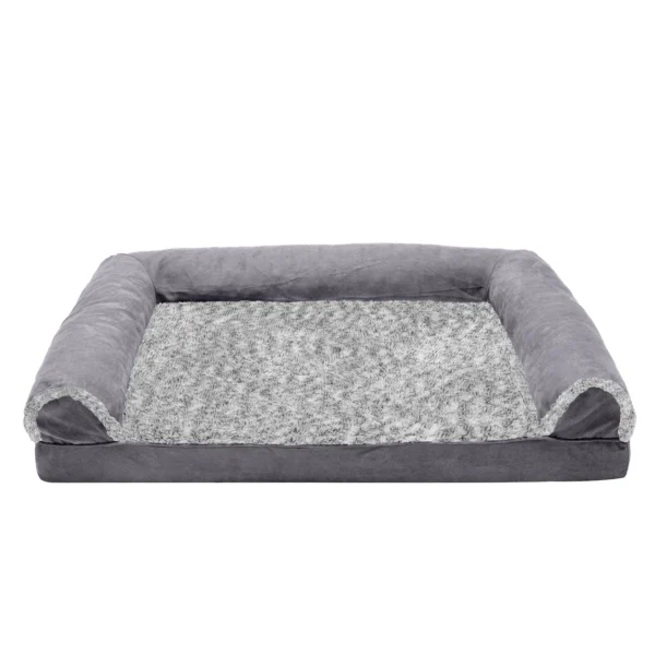 Sofa Dog Bed - Two-Tone Faux Fur & Suede