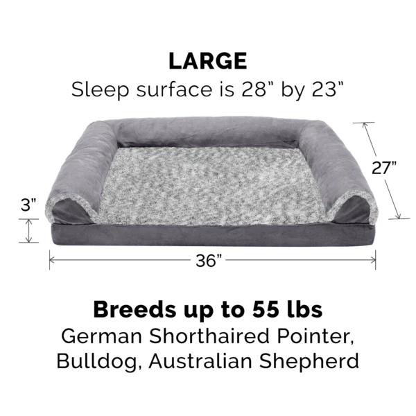 Sofa Dog Bed - Two-Tone Faux Fur & Suede - Image 5