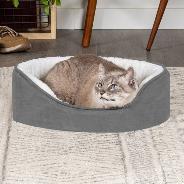 Oval Dog Bed - Faux Sheepskin & Suede - Image 5