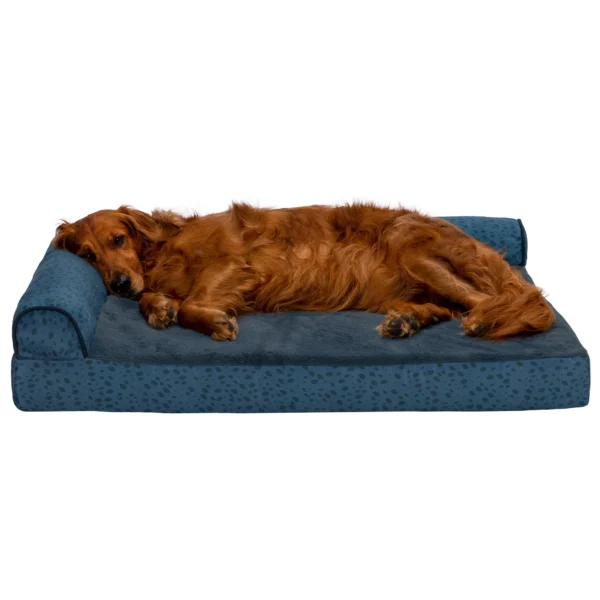 Deluxe Chaise Lounge Dog Bed - Plush Faux Fur & Almond Print - Image 29