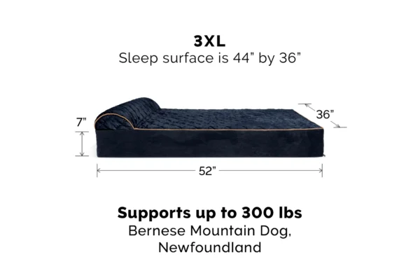 Goliath Chaise Lounge Dog Bed - Quilted Faux Fur & Velvet - Image 7