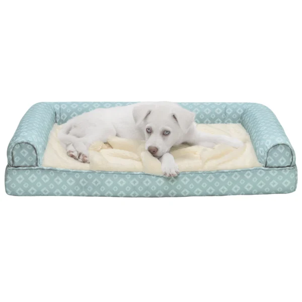Sofa Pet Bed - Plush Faux Fur & Diamond Print Nest-Top Sofa Bed - Image 43