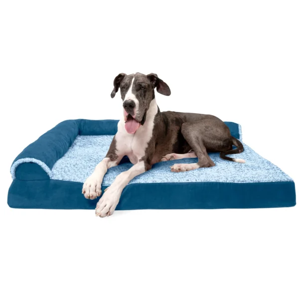 Deluxe Chaise Lounge Dog Bed - Two-Tone Faux Fur & Suede - Image 23