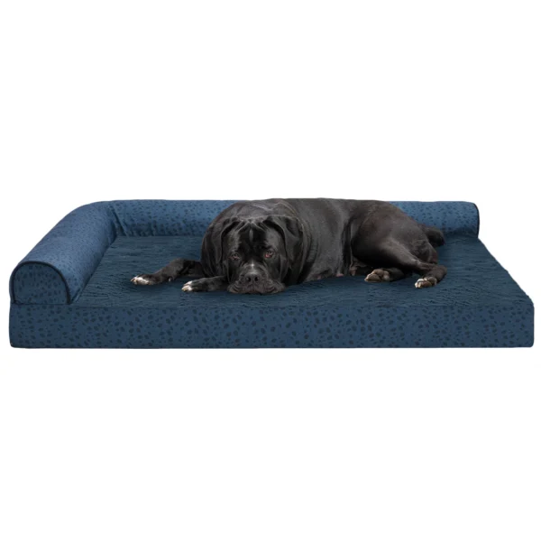 Deluxe Chaise Lounge Dog Bed - Plush Faux Fur & Almond Print - Image 8