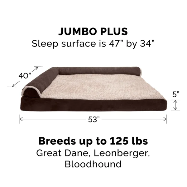 Deluxe Chaise Lounge Dog Bed - Two-Tone Faux Fur & Suede - Image 7