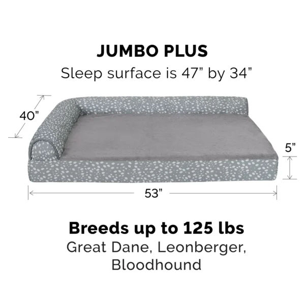 Deluxe Chaise Lounge Dog Bed - Plush Faux Fur & Almond Print - Image 11