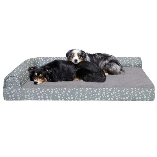 Deluxe Chaise Lounge Dog Bed - Plush Faux Fur & Almond Print - Image 40
