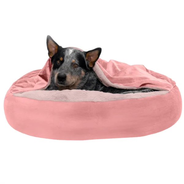 Wave Faux Fur & Velvet Hooded Donut Dog Bed - Image 14