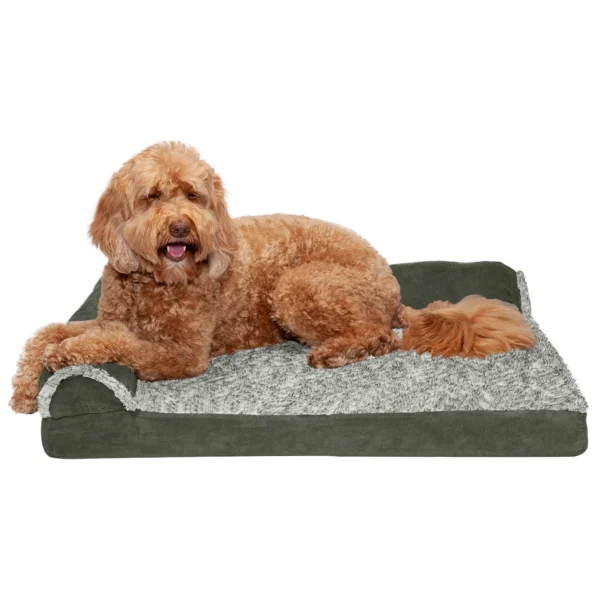 Deluxe Chaise Lounge Dog Bed - Two-Tone Faux Fur & Suede - Image 27